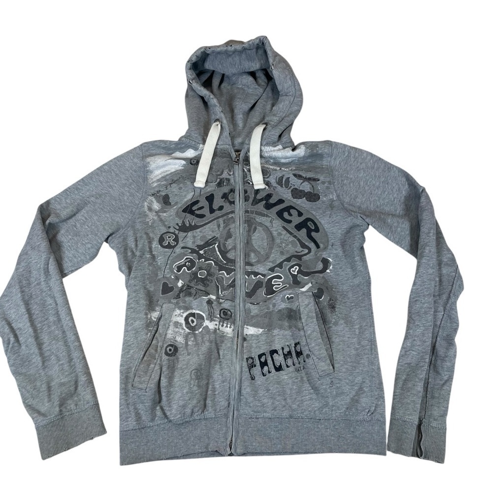 Flower Power Pacha Ibiza zip up sweatshirt hoodie womens small Y2K boho